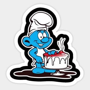 cute smurf baking a cake Sticker